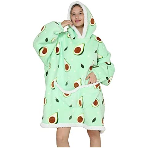 CHOBES Hoodie Blanket Oversized Wearable Blanket Sweatshirt for Women Men with Kangaroo Pocket,One Size fits All ,Avocado green Cover