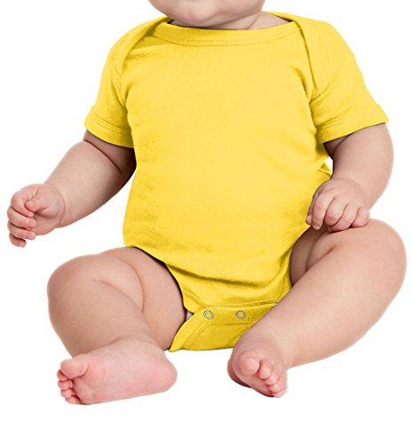 Mafoose Infant Short Sleeve Baby Rib Bodysuit Yellow Newborn