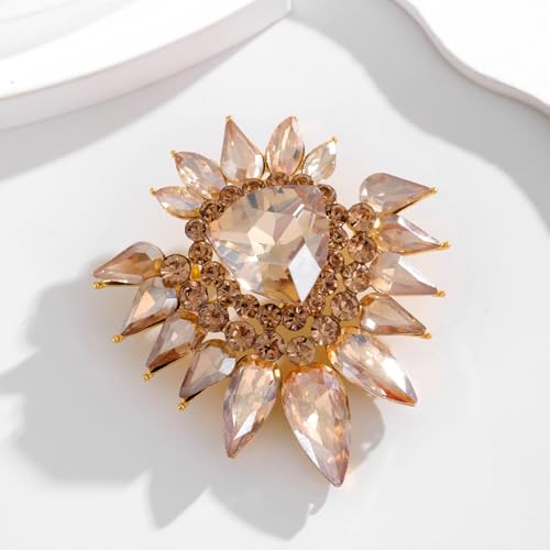 Image of Rhinestone Brooch Pin for Women Elegant Crystal Flower Bouquet Brooches Lapel Pin Wedding Party Dress Accessories for Wife Mom Birthday Gifts