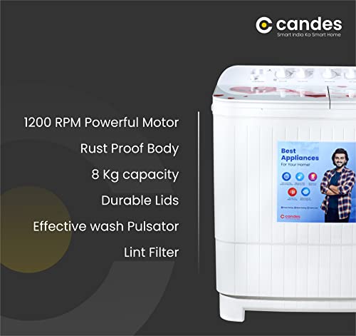 Image of Candes Washing machine Variation (8.0 Kg, Red & White)