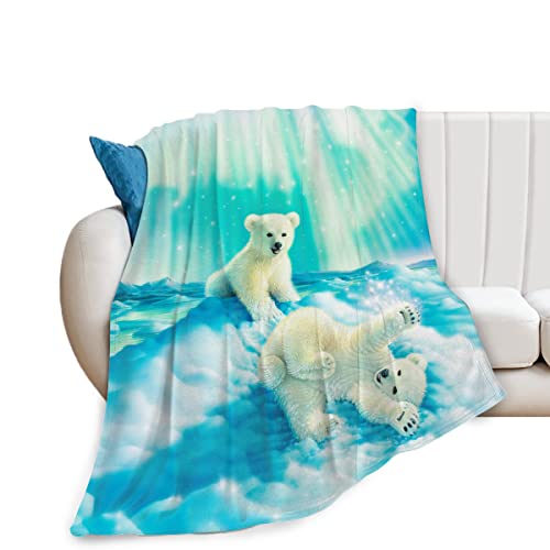 Cute Polar Bear Throw Blanket Super Soft Warm Fluffy Fleece Lightweight Flannel Lovely Wild Animal Blanket Cozy Fuzzy Plush Bedding ​Blanket Gift For Kids Boys Girls Teens Adults Couch Sofa 40"X50" #TOP24