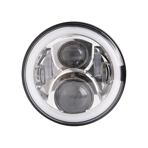 Phare LED 7 pouces DRL moto feu avant halo argent pour Sportster Dyna