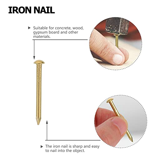 YPLonon 150g Wood Nails Gold Wall Pins Approx 570Pcs Brass Pin Tacks for Wood Wall 20MM Round Head Panel Nails Gold Nail Tacks for Woodworking Wall Hanging - Image 4