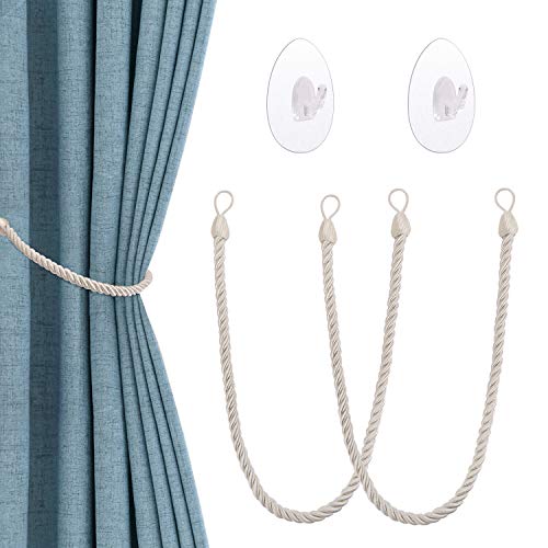 OOTSR Vorhang Raffhalter mit Transparenten Selbstklebenden Haken, Vorhanghalter Clips Vorhang Seil Holdbacks Schnallen Gardinenklammern Für Haus Office Dekoration Fenster Behandlung（Weiß）