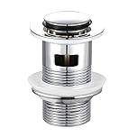 Wasserrhythm Pop up Basin Waste Slotted Click Clack Plug with Overflow Pop-up Bathroom Sink Waste Chrome 304 Stainless Steel
