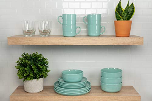 10 Strawberry Street Double Line 16 Piece Dinnerware Set, Seafoam #TOP3