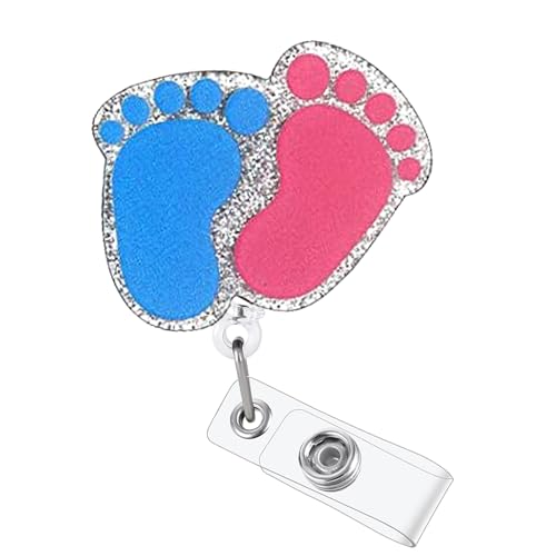 Cute Footprint Labor Nurse Retractable Badge Reel NICU OB GYN ID Holder