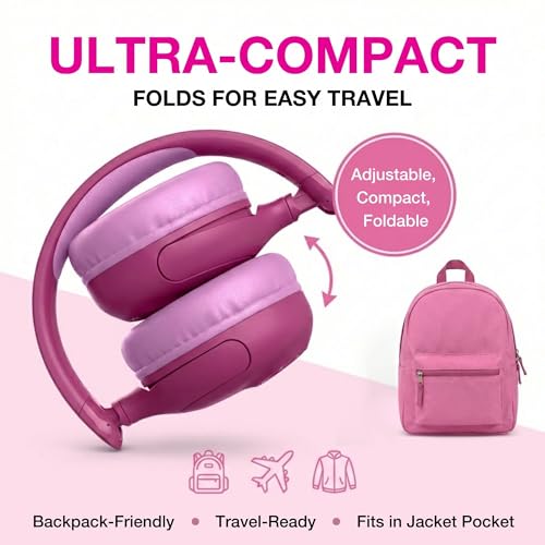 Image of JLab, JBuddies Pop, Kids Wireless Headphones, Bluetooth, Volume Safe, Wireless Share Mode, Pink