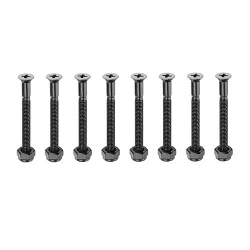 PATIKIL Hardware para Skateboard 1-1/4' / 31mm, 8 Piezas Tornillos y Tuercas de Montaje de Tabla de Skate de Acero al Carbono Cabeza Phillips para Cruiser, Negro