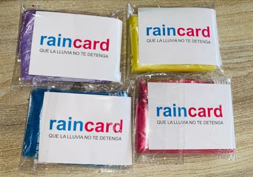 Image of Rain Card - Unisex Disposable Raincoat | Emergency Rainwear for Men, Women, Boys & Girls | Lightweight, Reusable, Pocket-Size Raincoat | Hooded Thin Plastic Rain Poncho (10 Pack)
