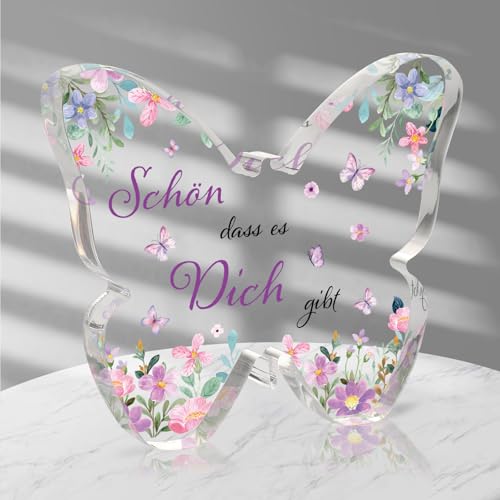 Blumuze Geschenke für Frauen,Schmetterlingsförmig Acryl Dekoschild Geburtstagsgeschenk für Frauen, Geschenk für Beste Freundin Mama Oma Geburtstag Muttertag Hochzeitstag Weihnachten