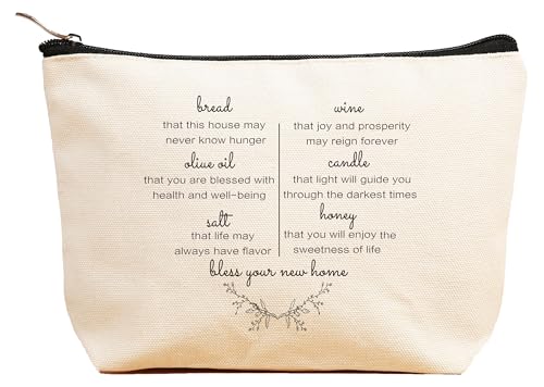 ZVMIS Housewarming Makeup Bag Congratulations New Home Realtor Clients first-time Houseowner Blessing Christmas Gift, Moving Away Appreciation Decor Cosmetic Pouch Travel Case, Encouraging Present