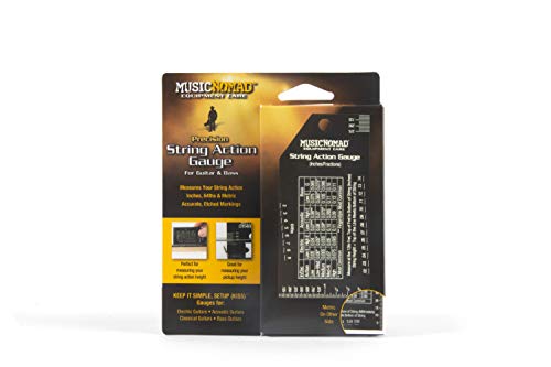 musicnomad precision string action gauge ruler for string height- metric sae 64ths mn602