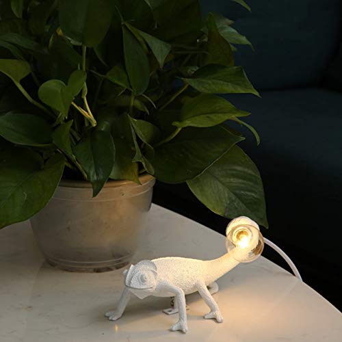 Image of MAYOLA Modern Chameleon Table Lamp,Desk lamp,Night Light,Wall Lamp, Resin Chameleon Lighting Fixture for Living Room, Bedroom, Office,Kids(Table Lamp, B-White)