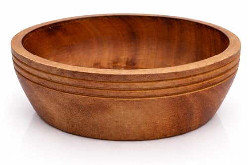 Handmade Wooden Snack Serving & Key Bowl, Decorative Countertop, 6 x 2 Inch