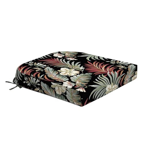 Arden Outdoor Rounded Back Seat Cushion, Foam, 20x19, Black Tropical