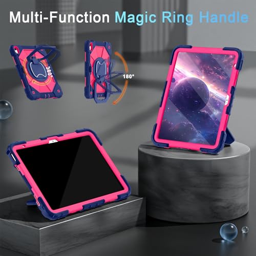 Image of Auizotl Case for iPad (A16) 11th Generation 11 Inch (2025) /iPad 10th Generation 10.9 Inch (2022),360 Rotating Stand i Pad Case 10th Generation with Screen Protector Pencil Holder,Navy Pink