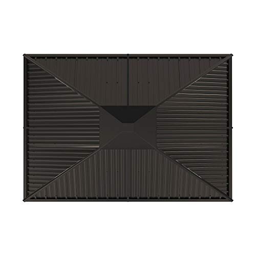 Sojag 10' X 14' Genova Hardtop Gazebo 4-Season Outdoor Weather-Resistant Aluminum Frame Shelter With Mosquito Net, Black,Brown #TOP4