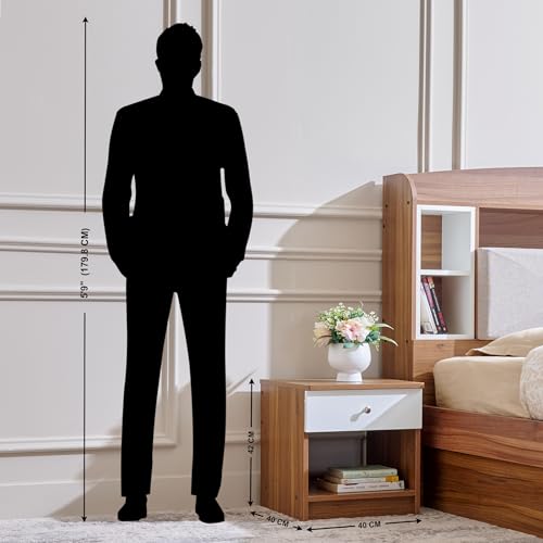 Image of Home Centre | Helios - Robin | Engineered Wood | Bed Side Tables with Drawers | Teak | 1 Year Warranty