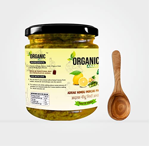 Image of Organic Anand Homemade Ginger Lemon Green Chilli Mix Pickles 500gram Khatta Mix Ghar ka Achaar, Flavourful, Delicious, Traditional Taste