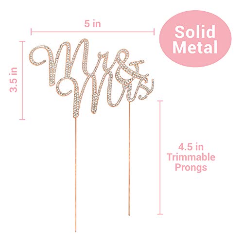 Mr And Mrs Wedding Cake Topper - Premium Rose Gold Metal - Sparkly Wedding Or Anniversary Cake Topper - Now Protected In A Box #TOP3