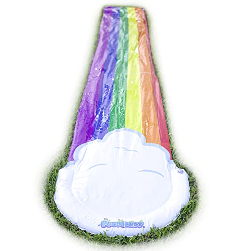 PoolCandy Premium Slip Splash Rainbow & Cloud Print Slide for Kids, Heavy Duty Water Slide with Advanced Double Sided Water Sprinkler System, Backyard Waterslide Outdoor Water Toys n Slides for Kids.