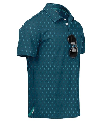 Image of ZITY Mens Golf Polo Shirts Short Sleeve UPF 50+ Performance Moisture Wicking Print Pattern Casual Collared Golf Shirt for Men