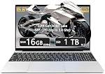 15.6" Large Screen Laptop Computer, 12th Gen Alder Lake N95(Up to 3.4Ghz) Quad-Core CPU, DDR4 16G RAM, 1TB NVMe SSD,Portable Notebook PC with Backlit KB(Silver 1TB)