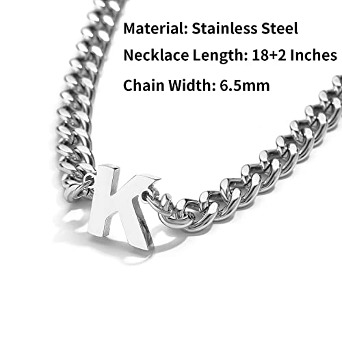 Duodiner J Letter Necklace Initial Cuban Link Chain For Men Boys Stainless Steel Pendant Gift Silver Women Male Jewelry Cadenas Para Hombres #TOP2