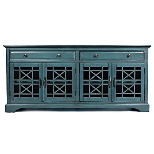 Benzara BM183992 Spacious Wooden 70\" Media Unit, Blue