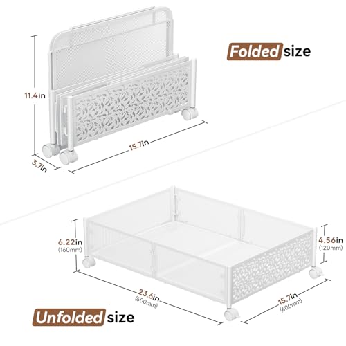 PHINOX Under Bed Storage, Under the Bed Storage Containers with Wheels, Under Bed Shoe Storage Organizer Drawer for Bedroom Clothes Shoes Blankets -4Pack