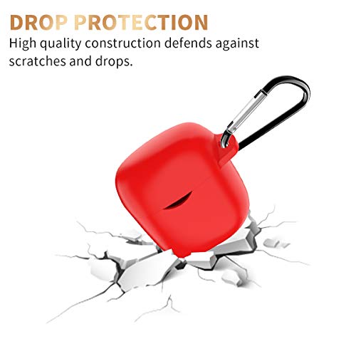 Image of Compatible JBL Tune 220 /225TWS, Case Cover Silicone Protective Case Skin for JBL Tune 220 /225TWS [with Carabiner] (Red)