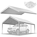 VIVOHOME 10x20ft Carport Replacement Canopy Cover, 180G Waterproof & UV Protected Tarp with 40 Elastic Buckles Suit for Garage Shelter, Frame is Not Included