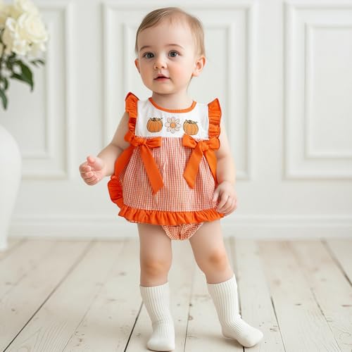 Halloween Baby Girl Outfits Ghost Pumpkin Plaid Ruffle Tank Tops Bloomer Shorts Set Toddler Halloween Clothes2