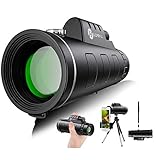 Monocular Telescope - 12X50 High Definition FMC BAK4 HD Monocular 【Day & Low Night Vision】 with Smartphone Holder & Tripod IPX7 Waterproof & Eco-Friendly Materials for Bird Watching, Camping