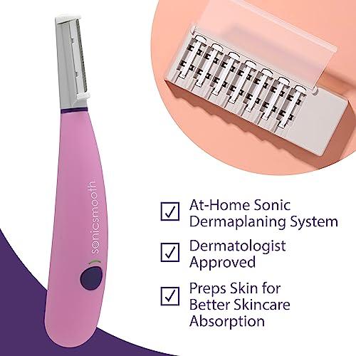 Michael-Todd-Beauty-Sonicsmooth-Dermaplaning-Tool-Gentle-Precise-Face-Razor-2-in-1-Womens-Facial-Exfoliator-Peach-Fuzz-Hair-Remover-3-Customizable-Speeds-7-Weeks-of-Safety-Edges