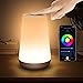 WLAN Smart Lampe, Warmweiß Light Nachttischlampe Touch Dimmbar Kompatibel mit Alexa & Google Assistant, Led Tischlampe Dimmbar mit Farbwechsel Timer Szene für Schlafzimmer Wohnzimmer (Walnussfarbe)