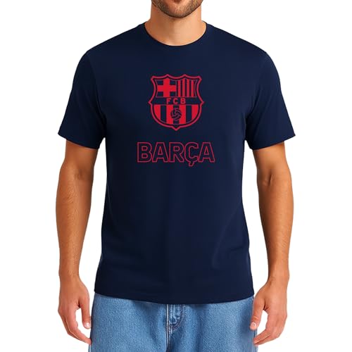 Icon Sports Fcb94ct-n-l Barcelona-Camiseta de Manga Corta para Hombre, Azul Marino, L