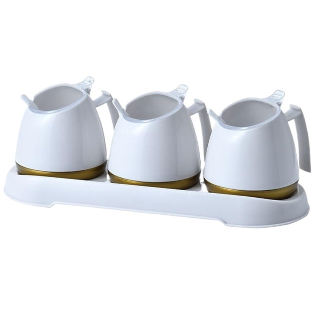 BCJMKDX Fermenter. Seasoning Jar Set Salt Sauce Cruet Condiment Dispenser Spice Rack Condiment Bottle Seasoning Canister Set(White,3Pieces)