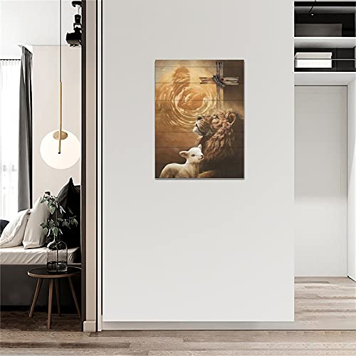Jesus Lion And Lamb Canvas Wall Art Decor Gifts For Christian Lion Of Judah Religious Canvas Painting For Wall Easter Prints God Artwork Poster Framed Home Wall Decor For Church Living Room Bedroom #TOP3