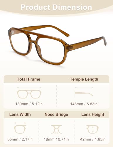 Image of Madison Avenue Retro Aviator Blue Light Glasses for Women Men