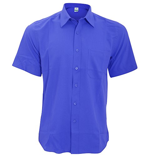 Camisa de manga corta para trabajo y fiesta en verano azul talla S