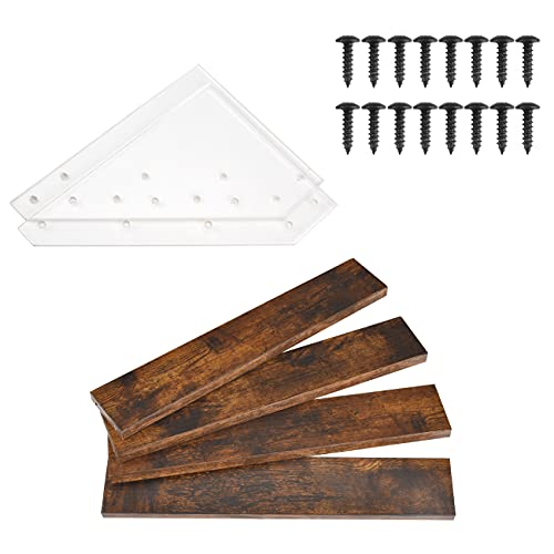 Bcozlux Wood Display Stand, 4 Tier Clear Acrylic Display Shelf Riser Organizer For Vendors, Pop Figures, Cupcakes, Collectibles Storage, Rustic Brown And Black #TOP5