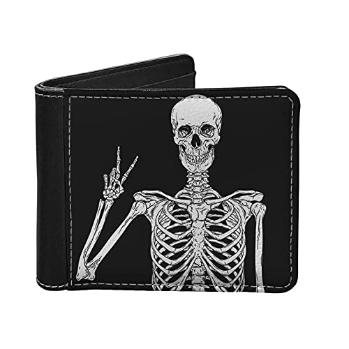 Jeiento Portefeuille pour homme en cuir PU (9,4 x 11,4 cm) Cadeau pour papa ou petit ami, Crâne drôle, grand, Classique Cover