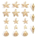 Bocar 6 Style Gold Plated Ocean Theme Starfish Metal Cute Charms 30pcs Starfish Pendants for Jewelry Making Accessories Diy Necklace Bracelet Earrings Keychain (PJ-HX-Gold)