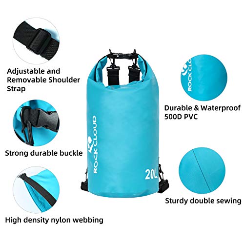 Rock Cloud Dry Bag Waterproof 10L Dry Sack For Kayaking Rafting Boating Beach Surfing Swimming Canoe Camping Hiking Fishing Ski, Lake Blue #TOP4