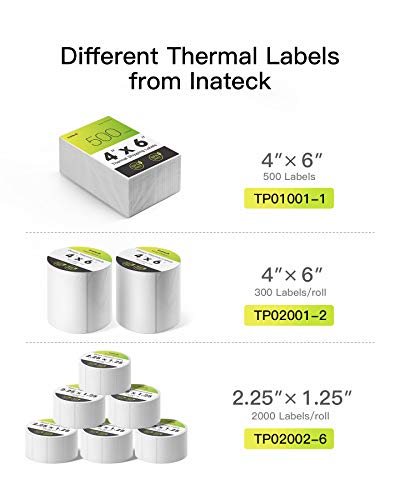 Inateck Thermopapier Versandetiketten, 4 × 6 Zoll (100 mm × 150 mm), Wasserfester Versandaufkleber, BPA/BPS-frei,500 Stück