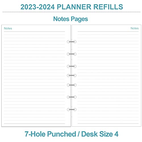 2023-2024 Planner Refills - 2023-2024 Weekly & Monthly Planner Refill, July 2023-June 2024, 7-Hole Punched, Desk Size 4, 5.8" X 8.3", Green Leaf #TOP5
