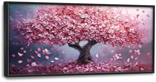 Tree Large Wall Art Romantic Pink Cherry Blossom Flowers Pictures Wall Decor Big Floral Tree of LifeCanvas Painting Prints Framed Artwork Home Decorations for Living Room Dining Room Bedroom Office 60"x30"