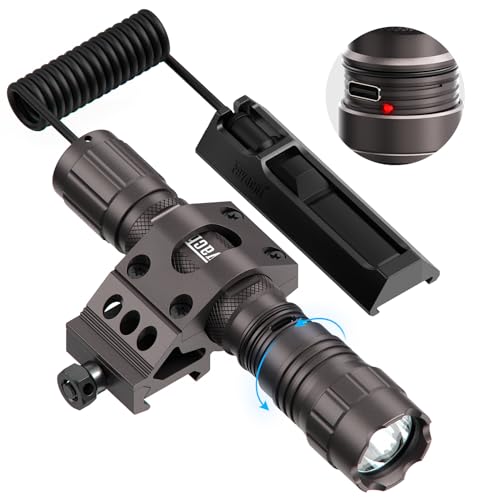 Feyachi 1500 Lumen LED Tactical Flashlight IPX7 Rating Rifle Fashlight Rechargeable 4 Modes Weapon Light Picatinny Rail Flashlight Included with Pressure Switch (Nickel No Batteries Required) - Feyachi